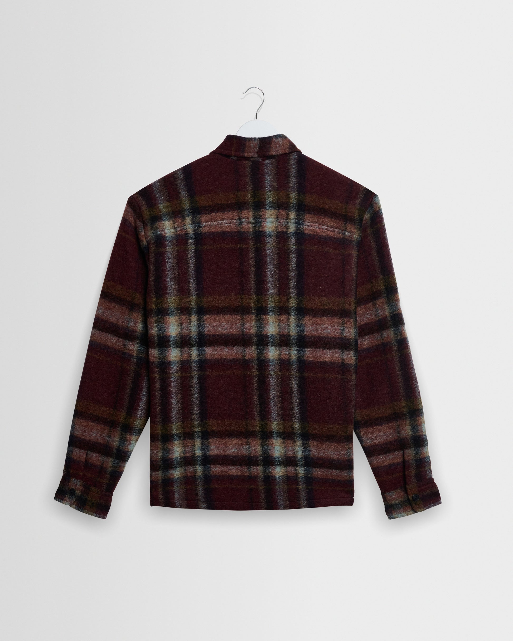 Wax Whiting Overshirt Lex Wool Blend Check - Burgundy / Multi