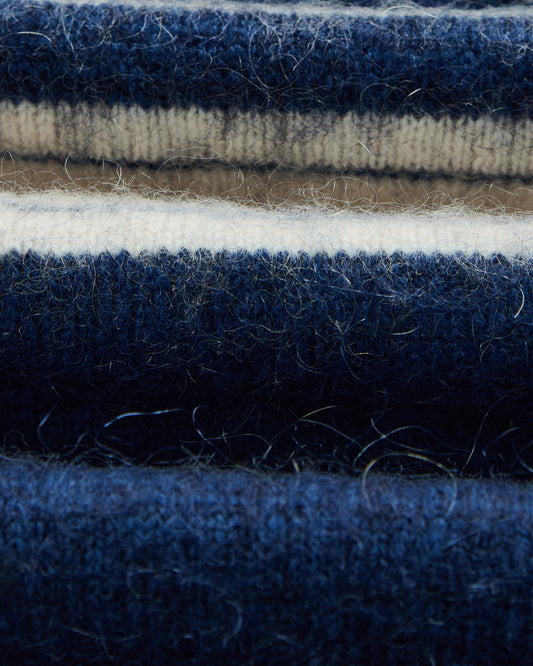 Wilde Crew Brush Retro Stripe - Blue/Ecru
