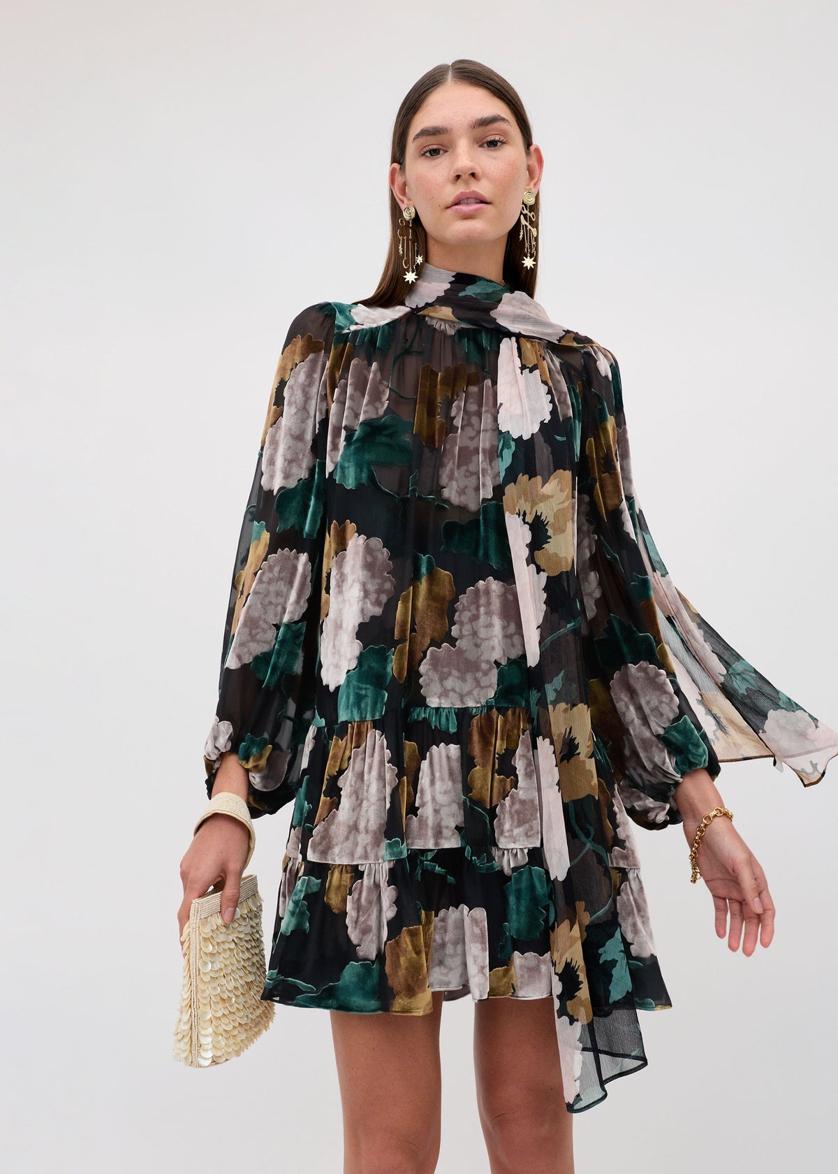 Rixo Anaya Hydrangea Floral Dress - Charcoal