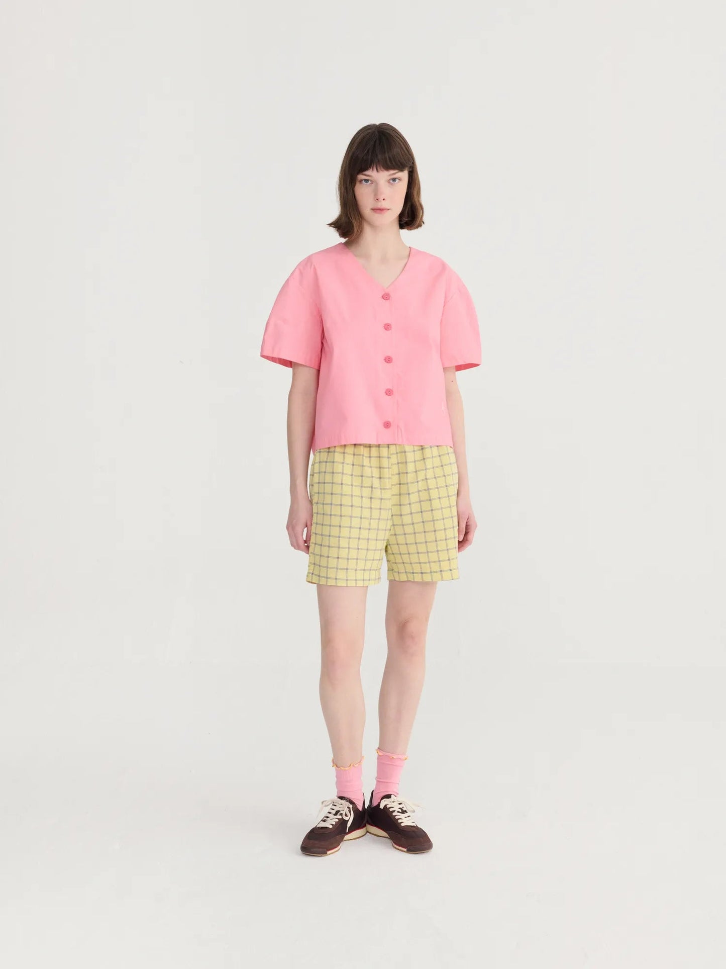 Paper Touch Cropped Blouse - Pink