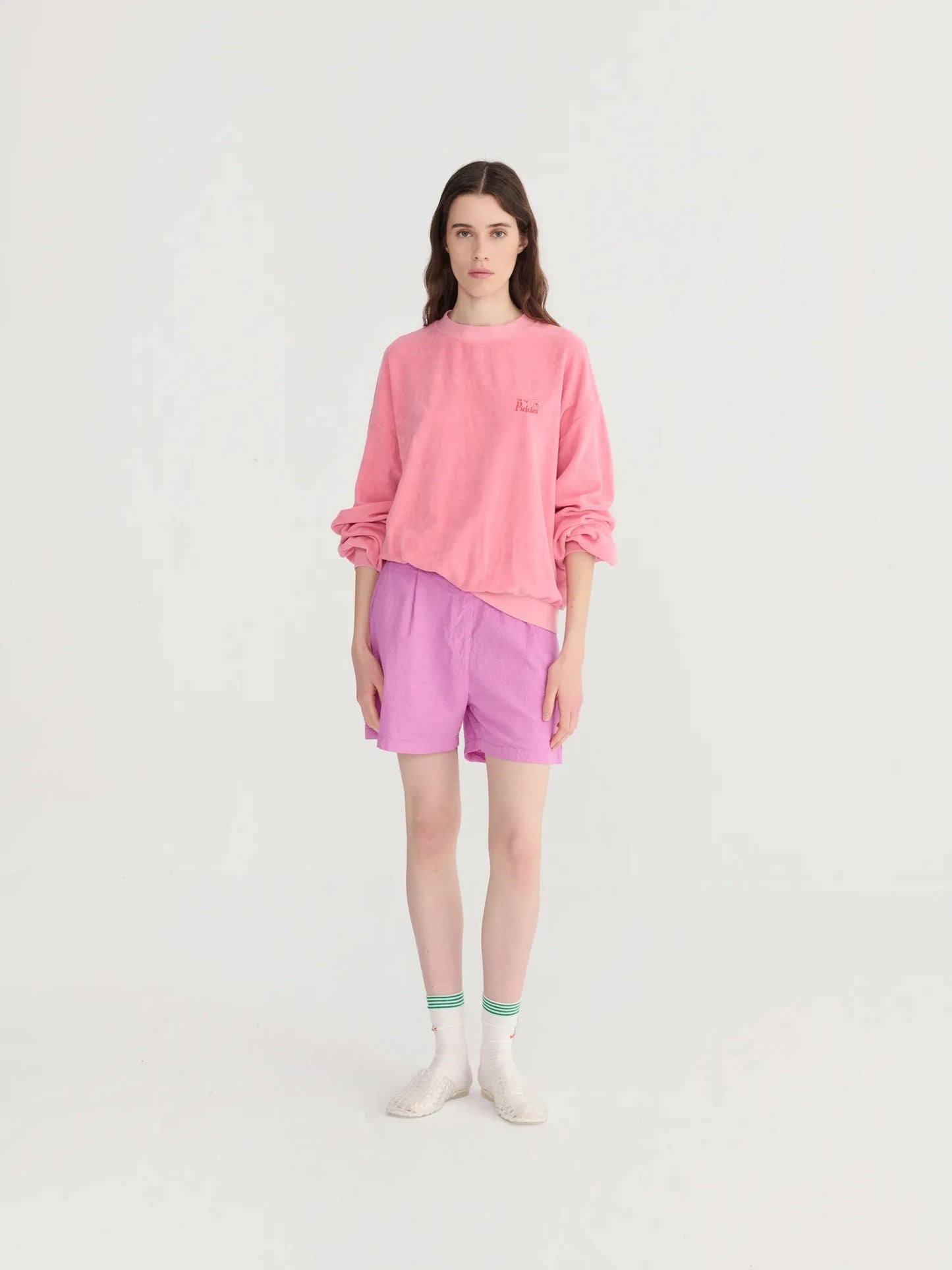 Terry Embroidery Sweatshirt - Pink