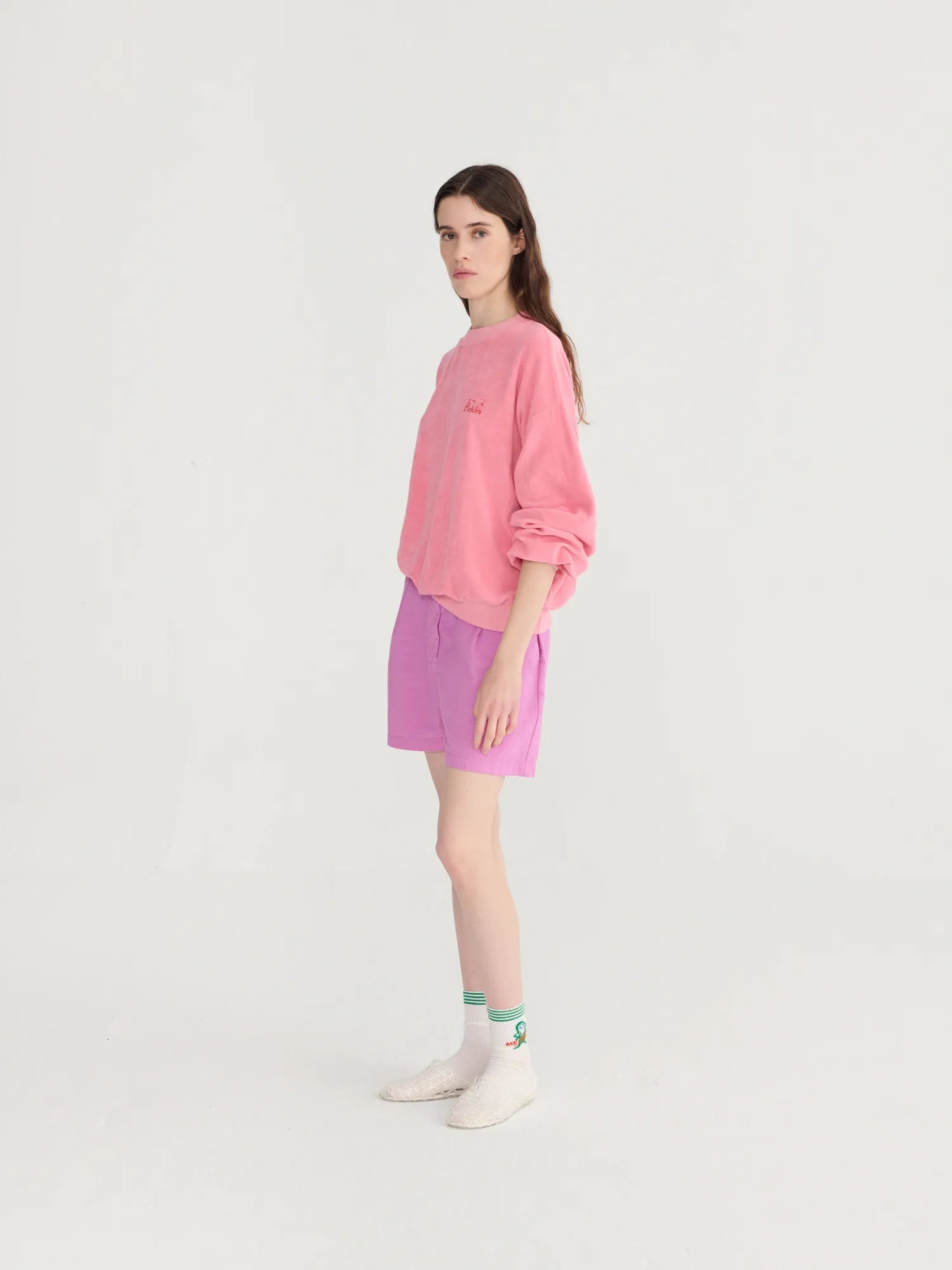 Bobo Terry Embroidery Sweatshirt - Pink