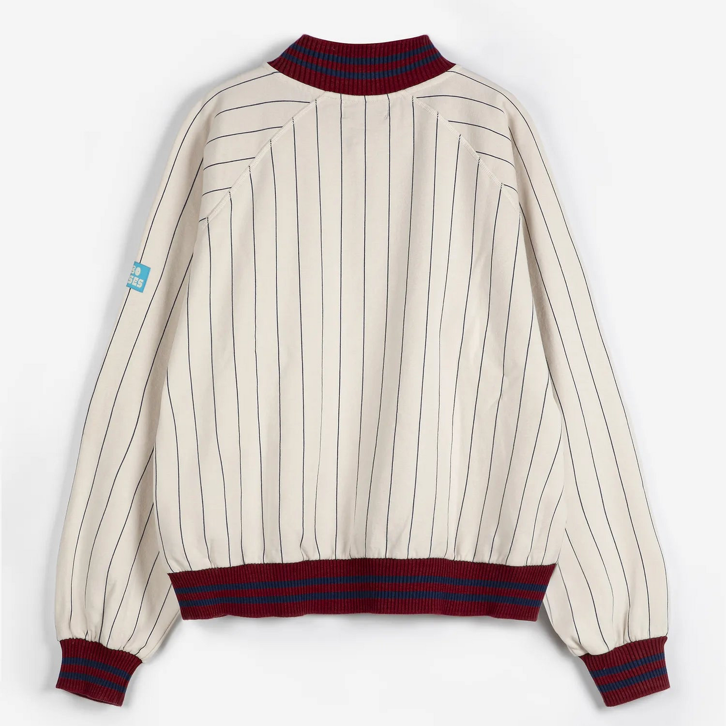 Striped High Neck Oversize Sweatshirt -  Beige