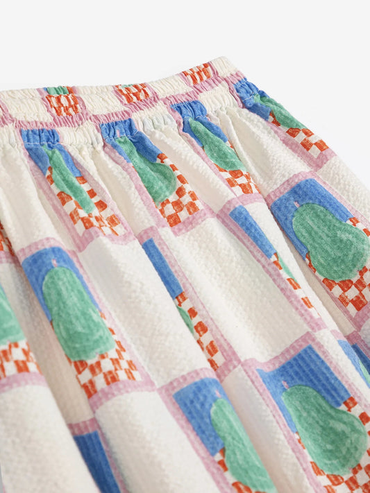 Simple Pear Pattern Evasé Skirt - Multicolour