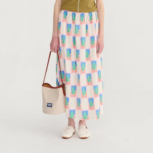Simple Pear Pattern Evasé Skirt - Multicolour