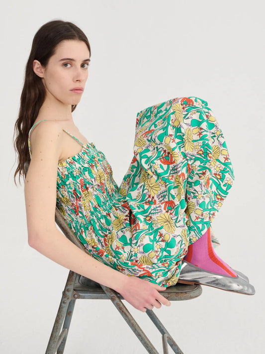 Color Herbalist Gathered Bustier Dress - Multicolour