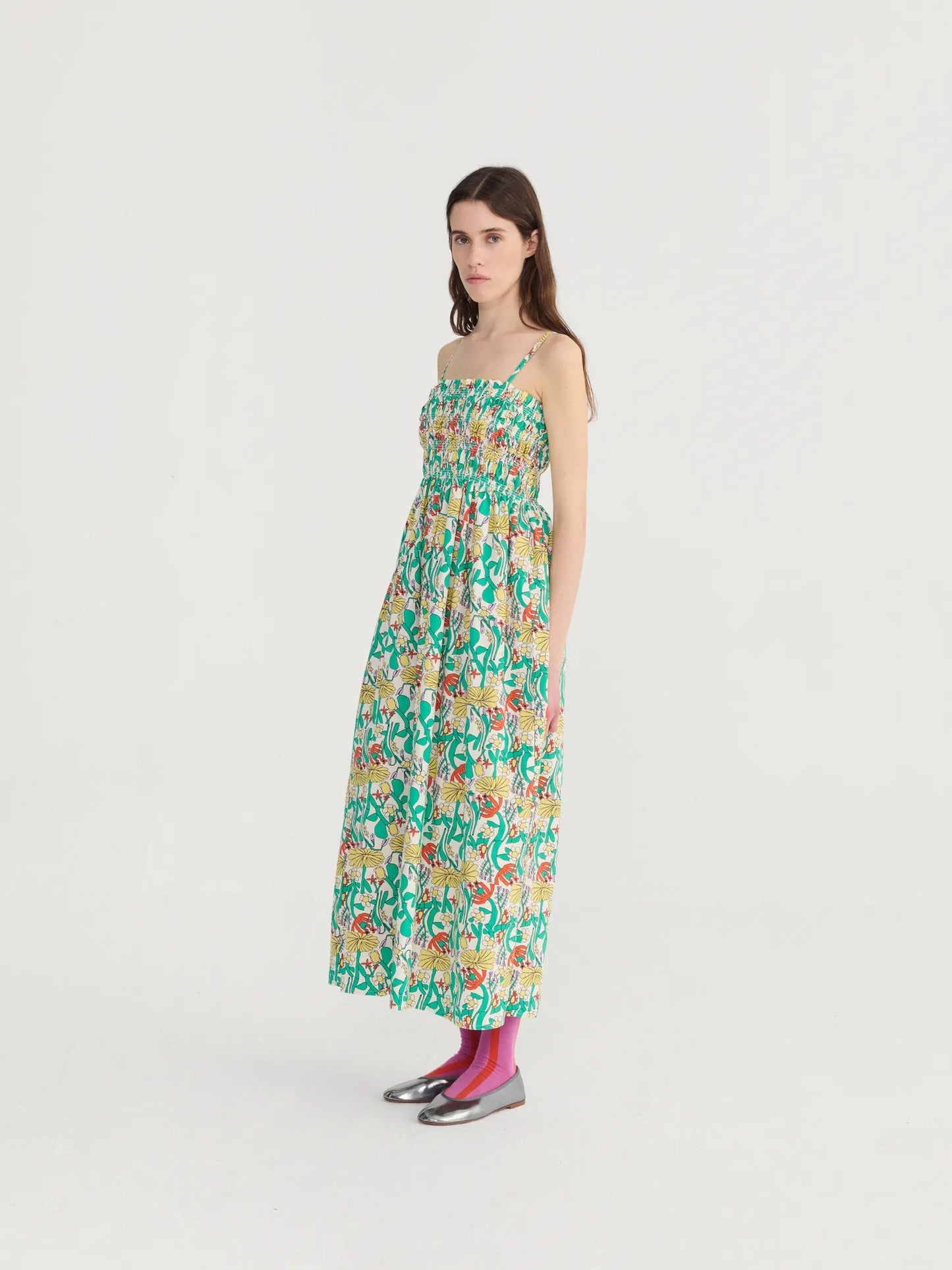 Color Herbalist Gathered Bustier Dress - Multicolour