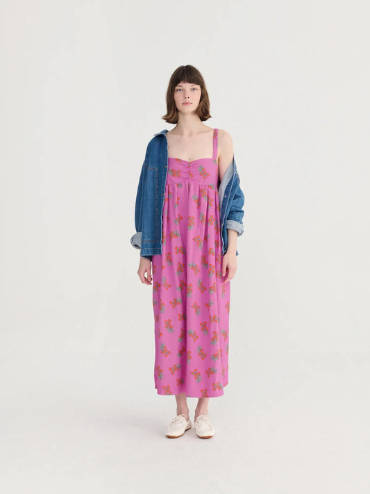 Juicy Tomatoes Pattern Strap Dress - Pink