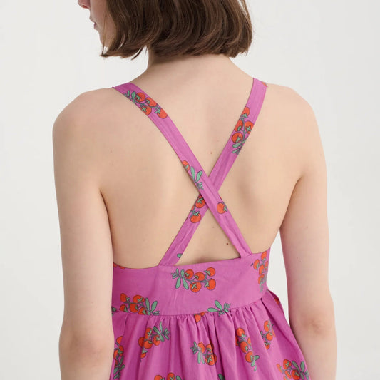 Juicy Tomatoes Pattern Strap Dress - Pink