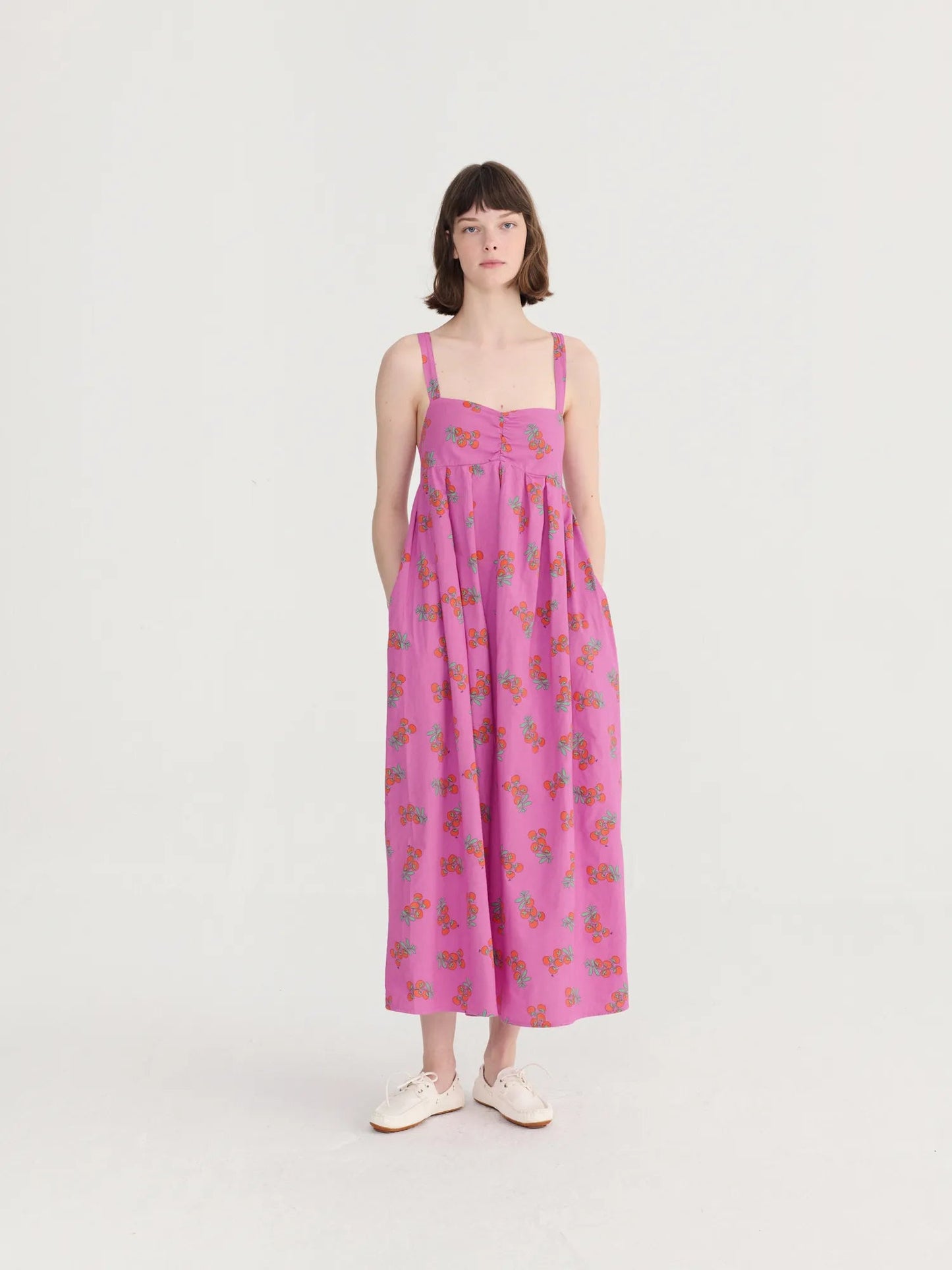 Juicy Tomatoes Pattern Strap Dress - Pink