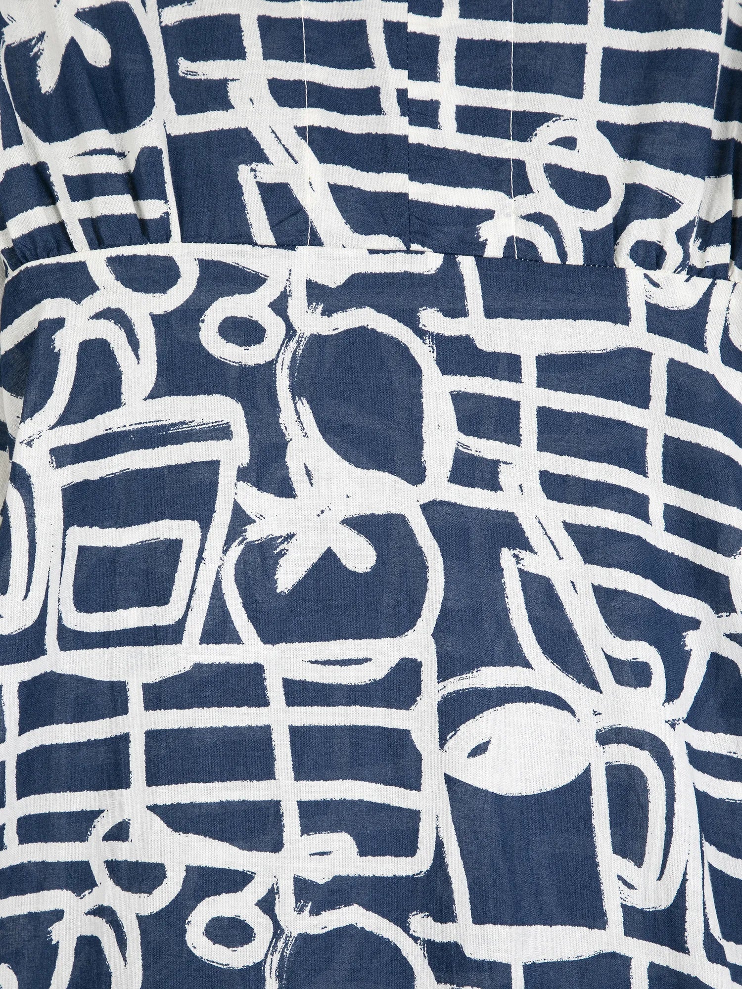 Bobo Cookery Festival Pattern V‑Neck Dress - Navy