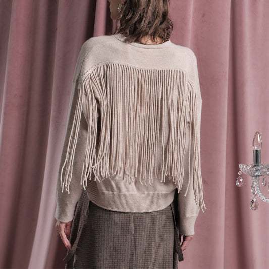 V-Neck Knitted Sweater - Vanilla