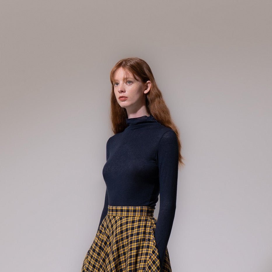 Second Skin Wool Blouse - Navy