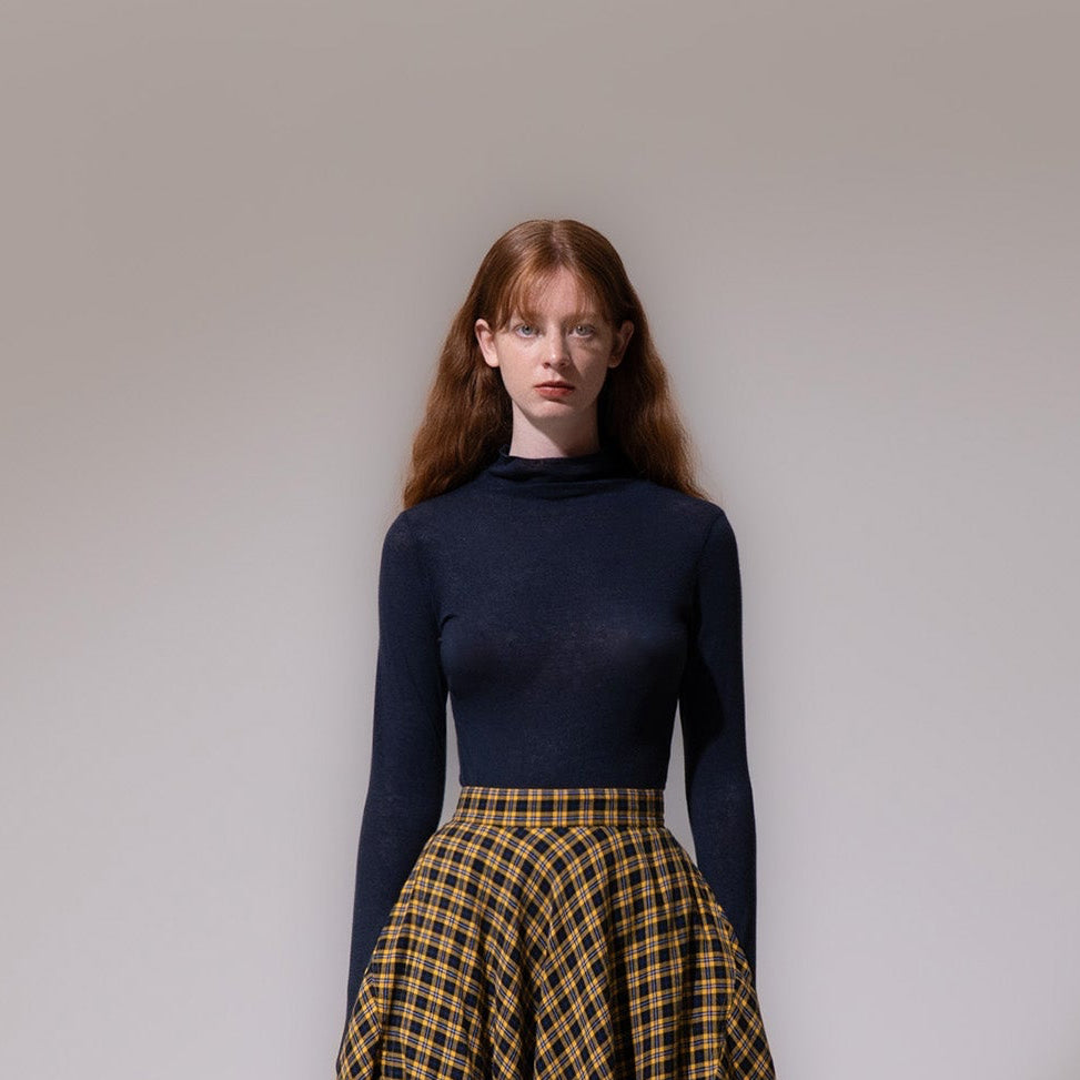Second Skin Wool Blouse - Navy