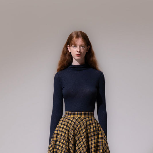 Second Skin Wool Blouse - Navy