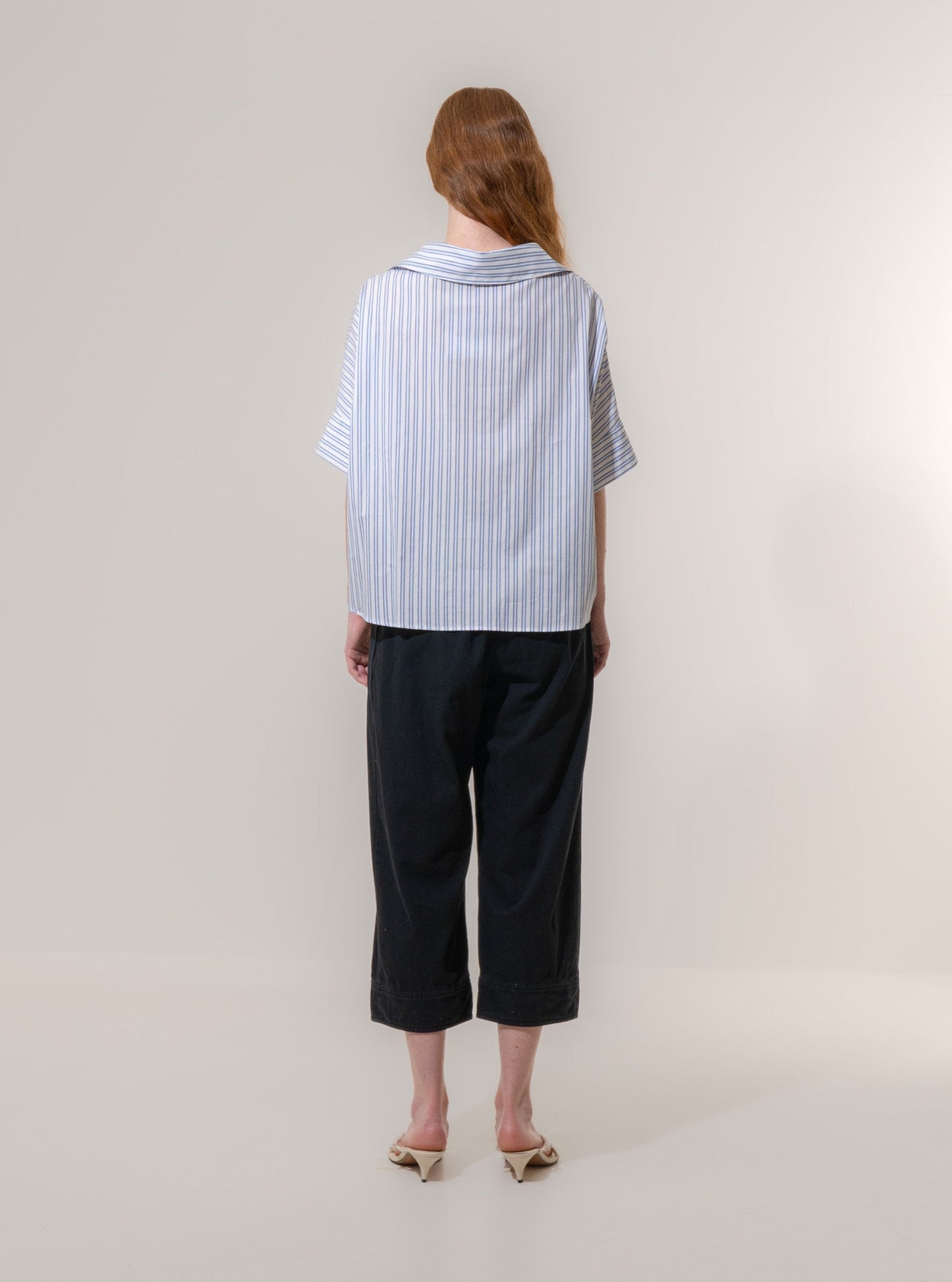 Twisted Hem Short Sleeve Shirt - Stripe