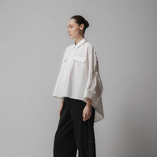 Pintuck Sleeve Shirt - White