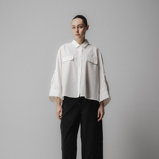 Pintuck Sleeve Shirt - White