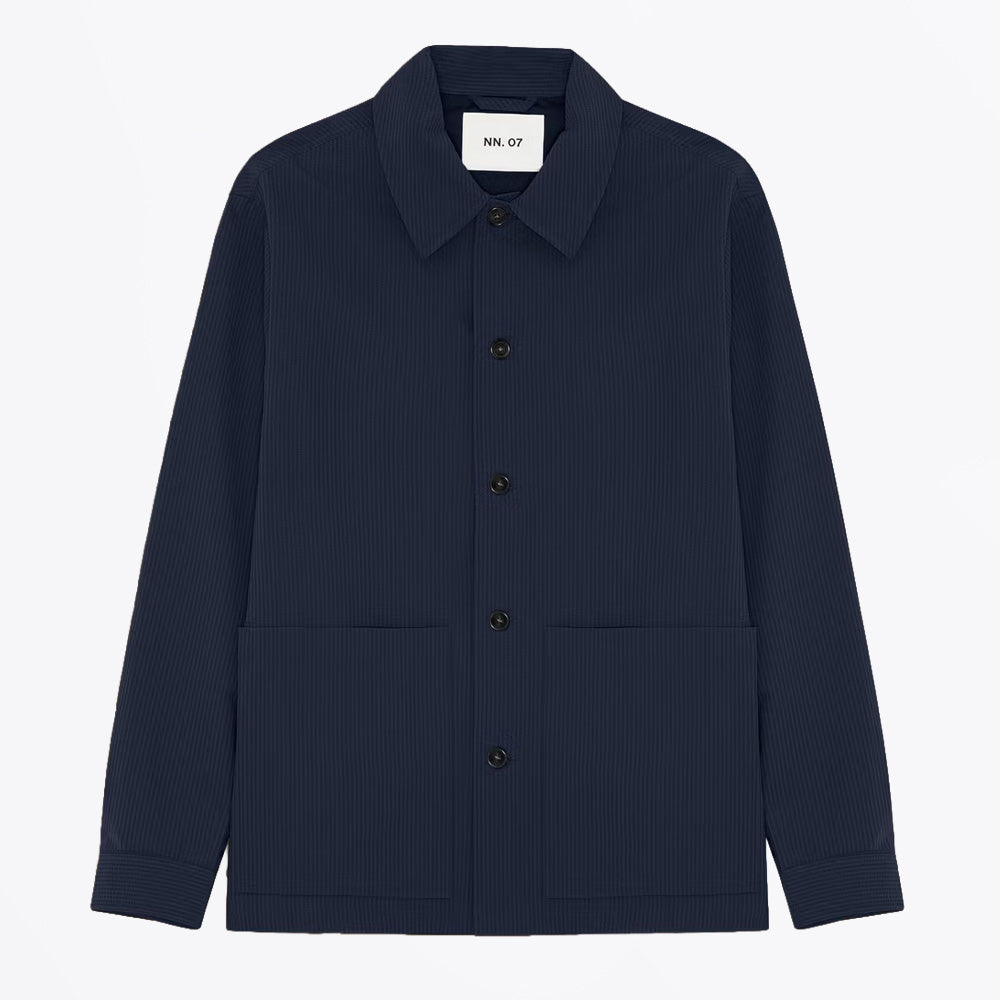 NN07 Blaze Seersucker Overshirt - Navy Blue