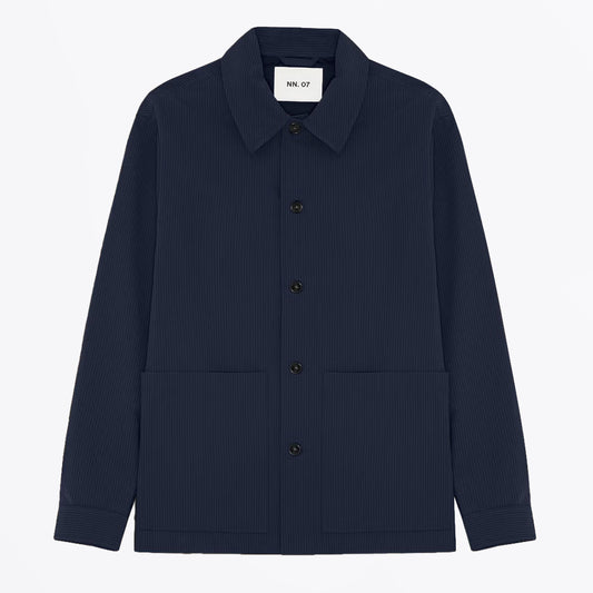 Blaze Seersucker Overshirt - Navy Blue