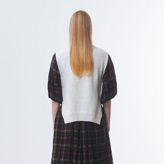 Knit High Neck Vest - Cream