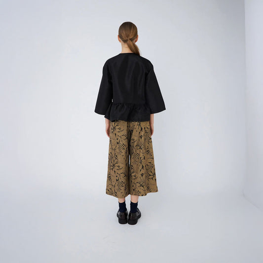 Crispy Peplum Bow Blouse - Black