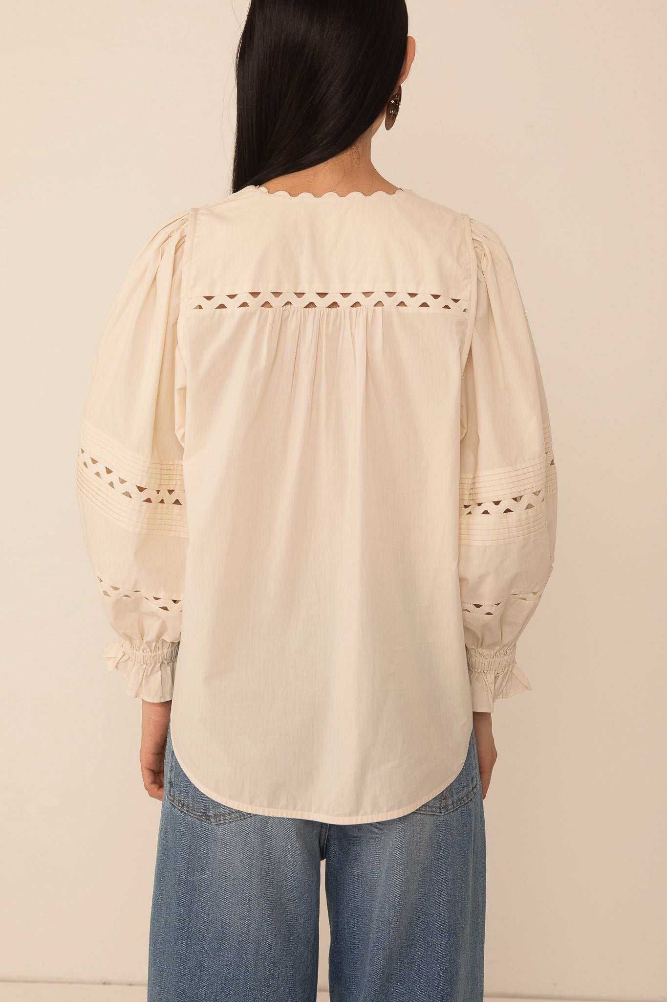 Arlette Pintuck Blouse - Ecru