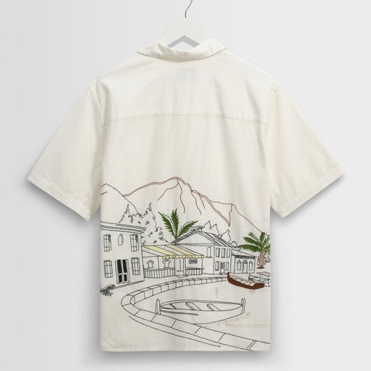 Didcot Holiday Embroidy Short-Sleeve Shirt - Ecru And Multicolour