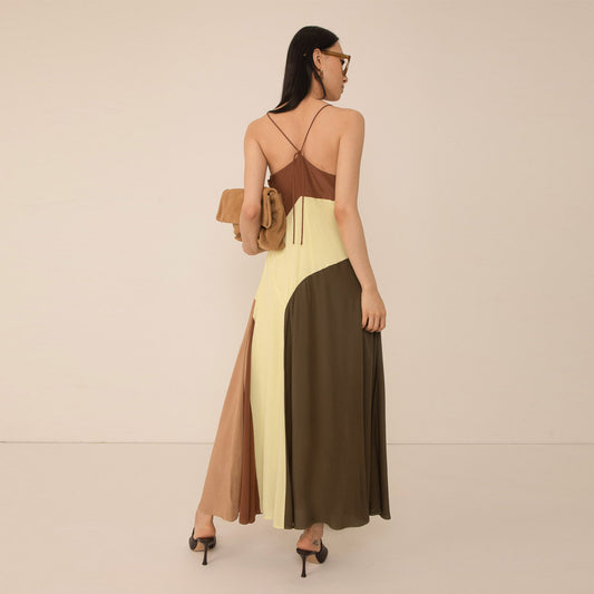 Gisela Colour Block Dress - Multi/Brown