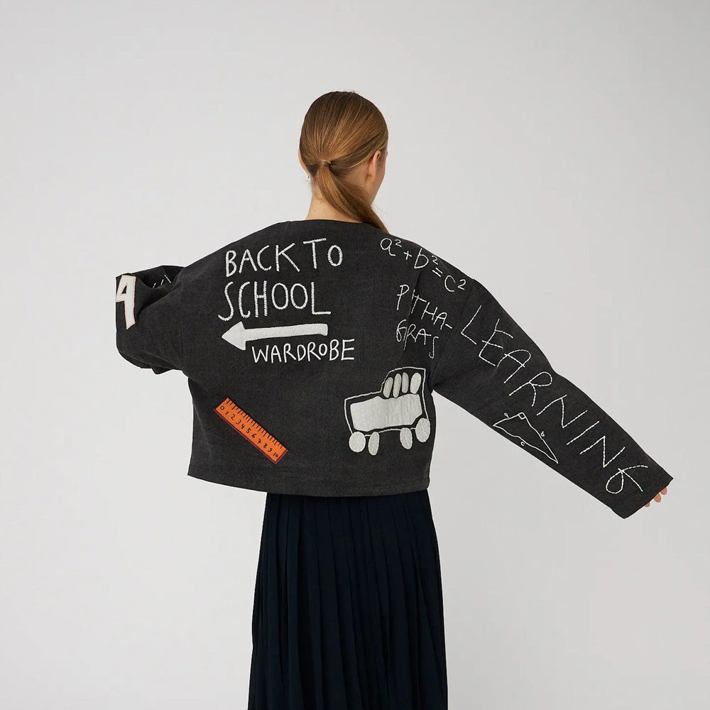 Back to School Chalkboard Jacket - Almost Black
