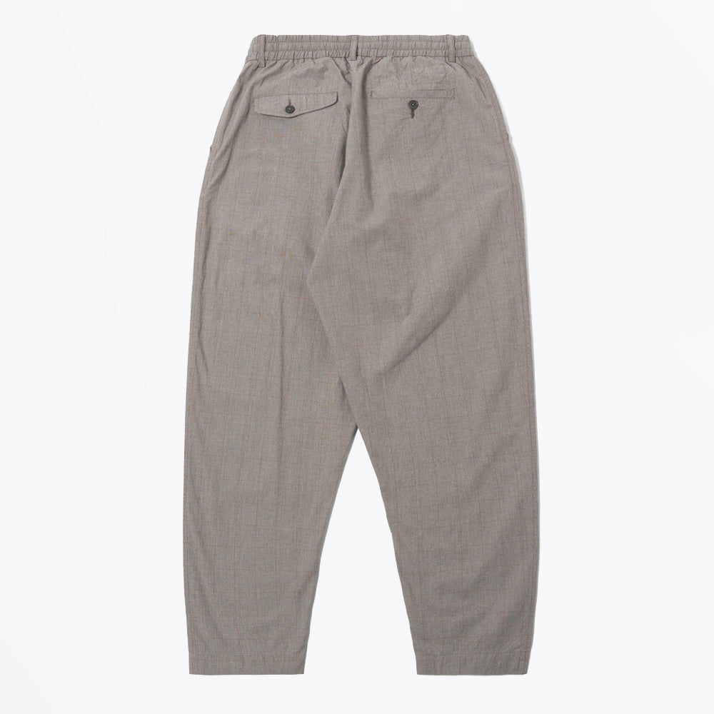 Wales Glen Check Pleated Track Pant - Grey Brown