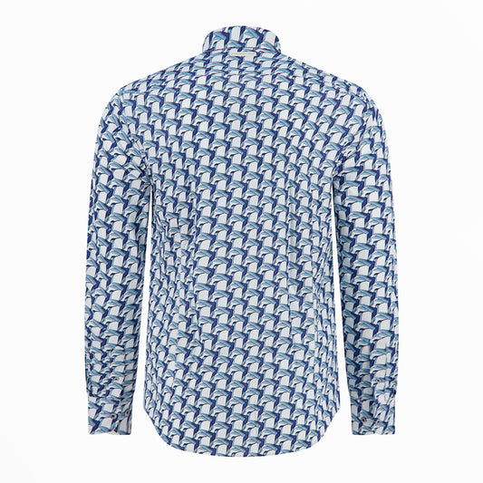 Geometric Birds Shirt - Blue
