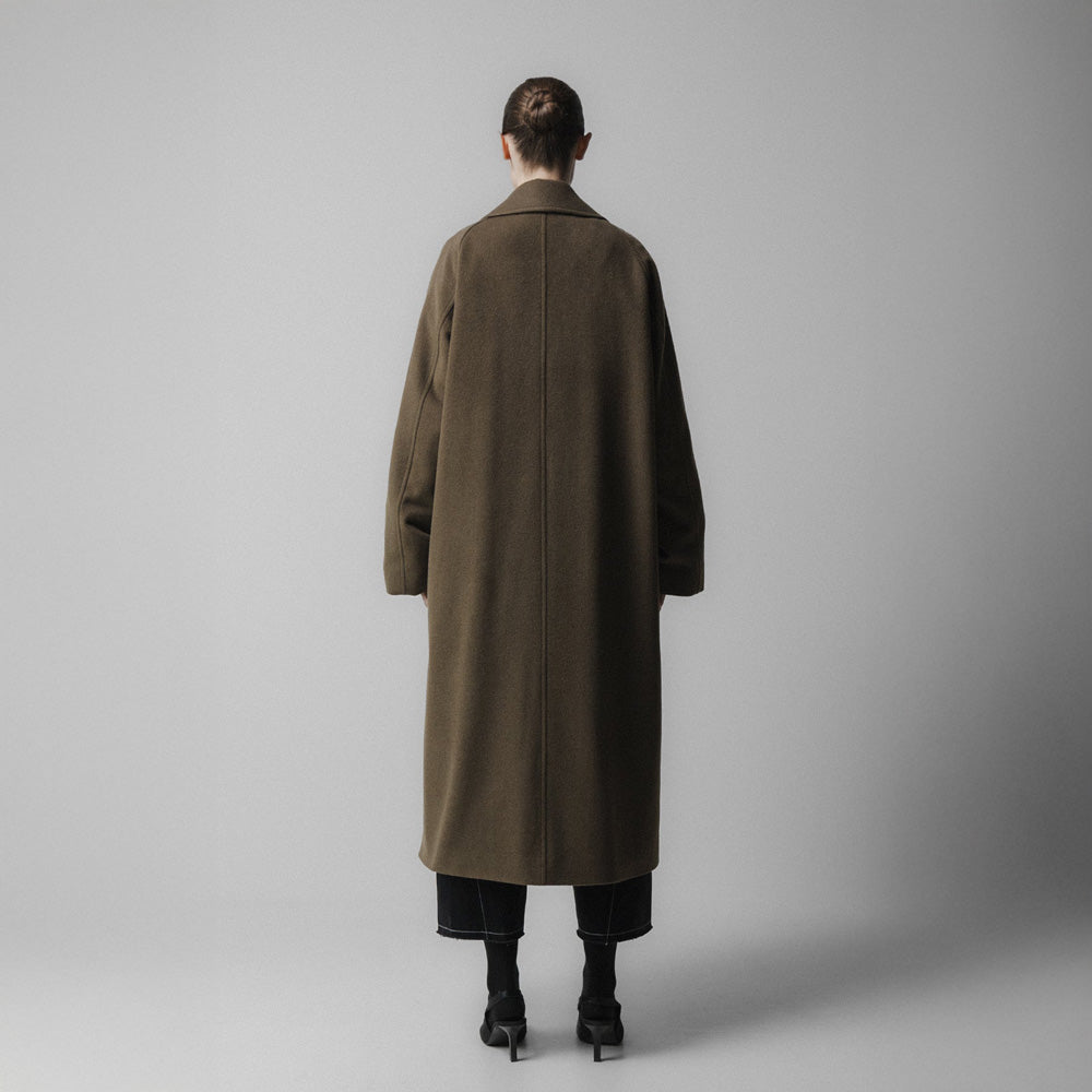 Relax Fit Double Wool Coat - Khaki