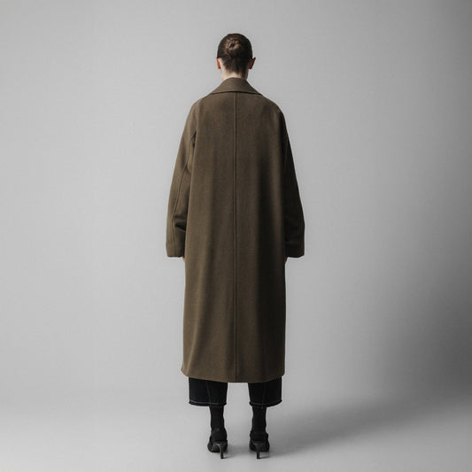 Relax Fit Double Wool Coat - Khaki