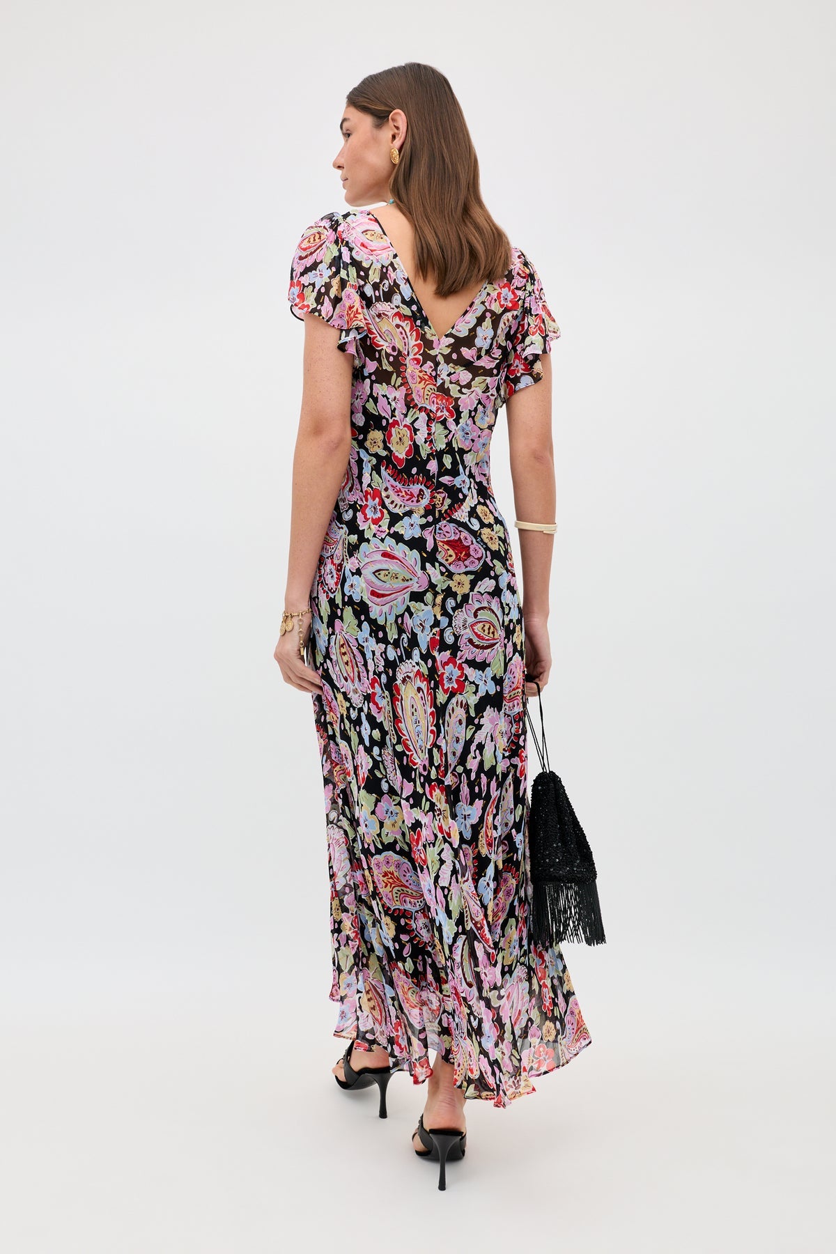 Bexley Lurex Midi Dress - Cara Floral Black
