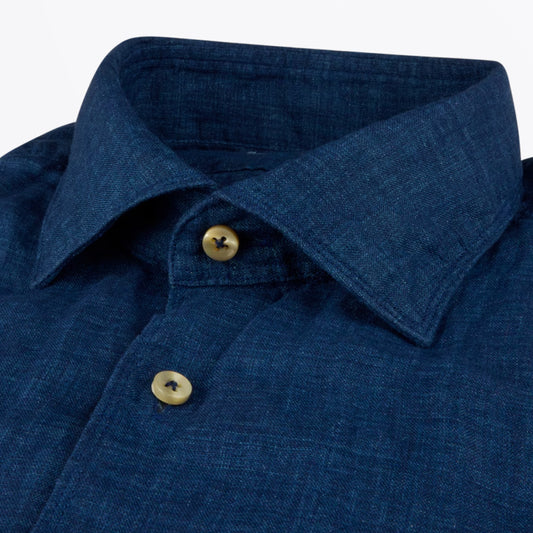 Regular Linen Shirt - Dark Blue