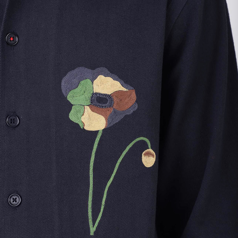 Martin Embroidered Overshirt - Navy