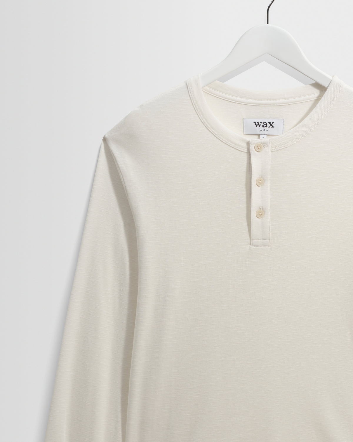 Wax Caleb Henley Long Sleeve Waffle T-Shirt - Ecru