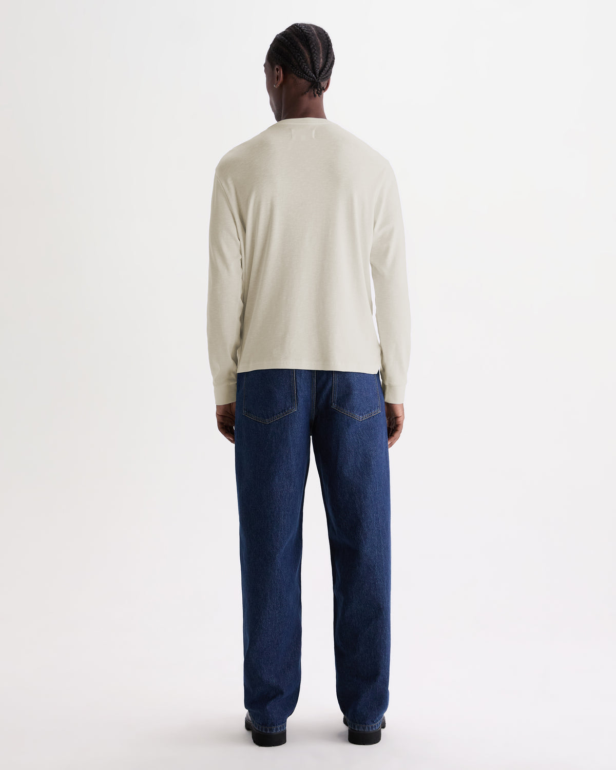 Wax Caleb Henley Long Sleeve Waffle T-Shirt - Ecru