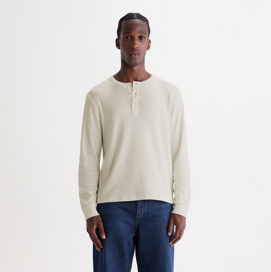 Caleb Henley Long Sleeve Waffle T-Shirt - Ecru