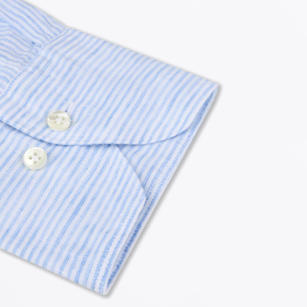 Regular Linen Shirt - Light Blue Stripe