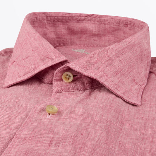 Regular Linen Shirt - Dark Pink