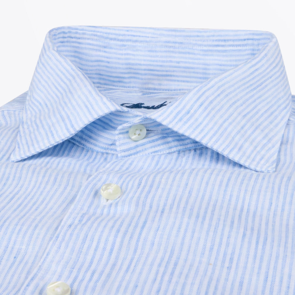 Regular Linen Shirt - Light Blue Stripe