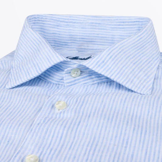 Regular Linen Shirt - Light Blue Stripe