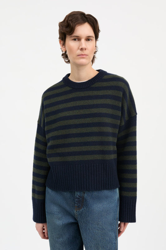 Campa Jumper - Navy / Dark Green Stripe