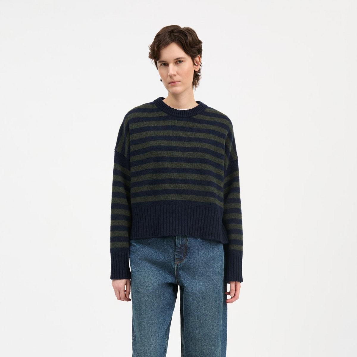 Skall Campa Jumper - Navy / Dark Green Stripe
