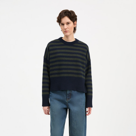 Campa Jumper - Navy / Dark Green Stripe