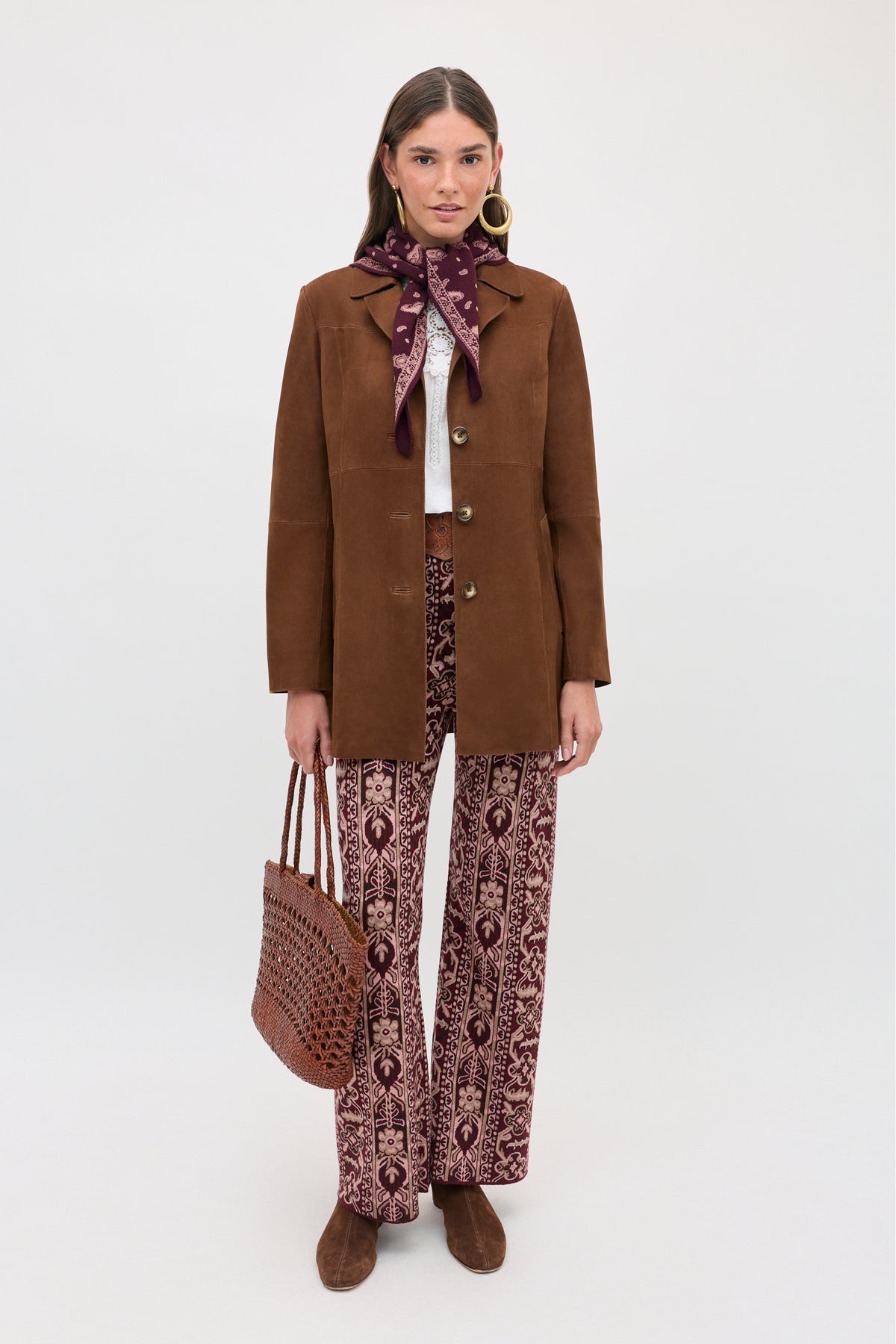 Rixo Ceara Tapestry Bloom Trouser - Bordeaux