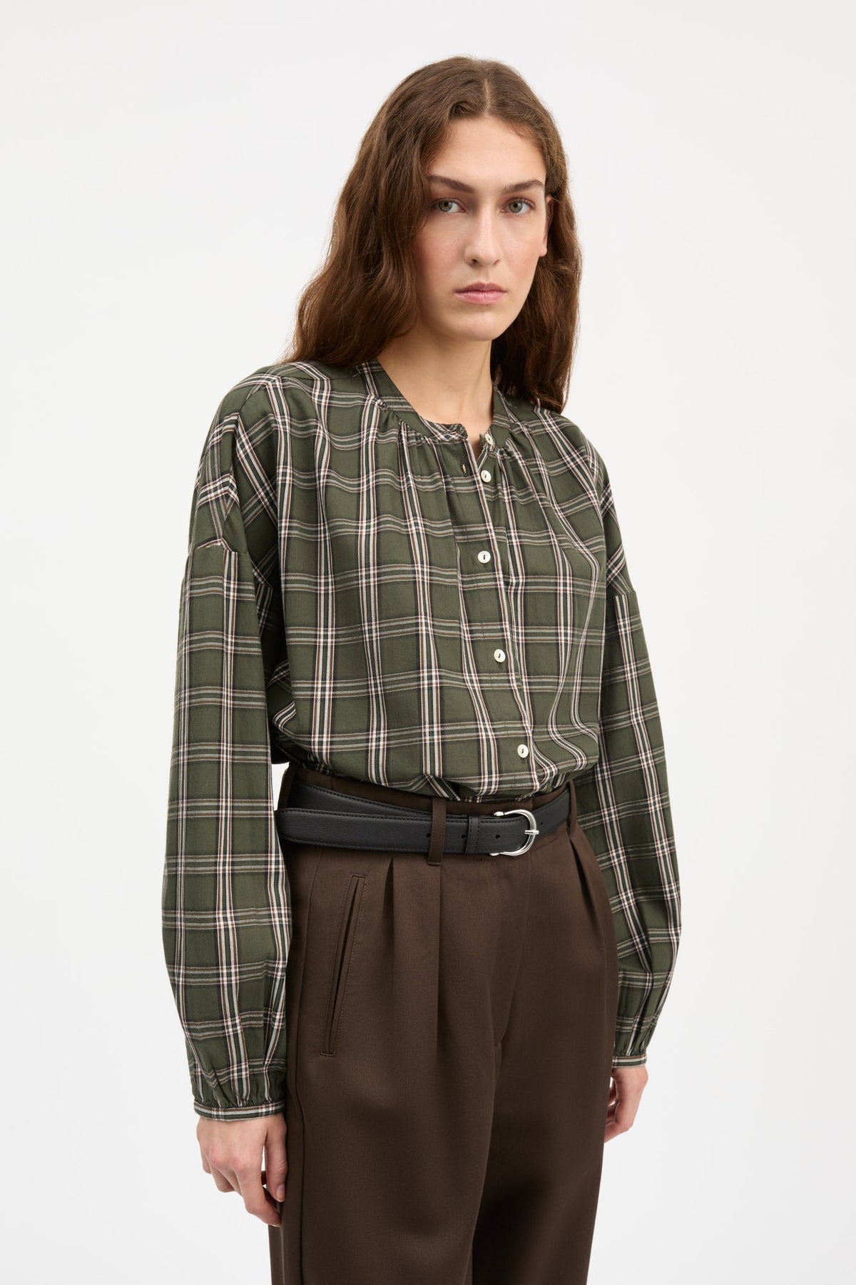Cilla Shirt - Green / White Check