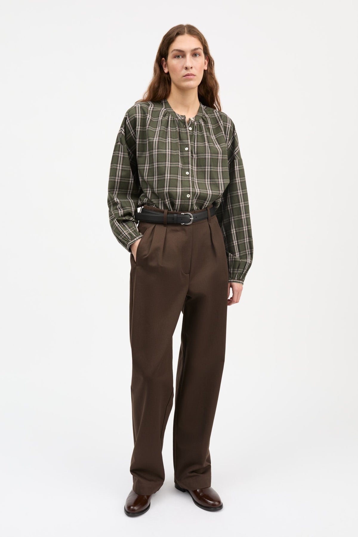 Skall Cilla Shirt - Green / White Check